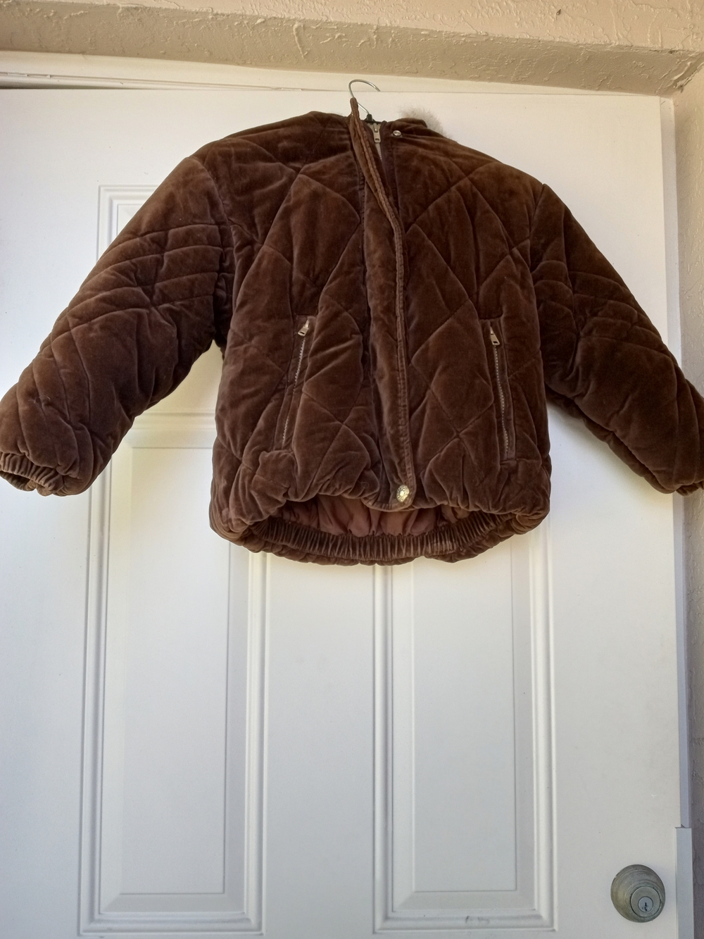 Rothschild Kids Chocolate Brown Quilted Velvet Puffer Jacket